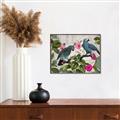 Picture of Blue Nostalgic Tropical Parrot Birds _GroupedProduct_Rectangle_Landscape_Canvas_Framed_