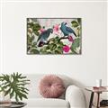 Picture of Blue Nostalgic Tropical Parrot Birds _GroupedProduct_Rectangle_Landscape_Canvas_Framed_