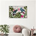 Picture of Blue Nostalgic Tropical Parrot Birds _GroupedProduct_Rectangle_Landscape_Canvas_Framed_
