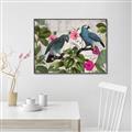 Picture of Blue Nostalgic Tropical Parrot Birds _GroupedProduct_Rectangle_Landscape_Canvas_Framed_