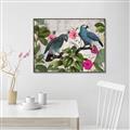 Picture of Blue Nostalgic Tropical Parrot Birds _GroupedProduct_Rectangle_Landscape_Canvas_Framed_