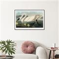 Picture of Vintage Floating White Swan _GroupedProduct_Rectangle_Landscape_Canvas_Framed_
