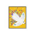 Picture of Bird in Floral Yellow Abstraction _GroupedProduct_Rectangle_Portrait_Canvas_Framed_