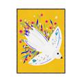 Picture of Bird in Floral Yellow Abstraction _GroupedProduct_Rectangle_Portrait_Canvas_Framed_