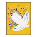 Picture of Bird in Floral Yellow Abstraction _GroupedProduct_Rectangle_Portrait_Canvas_Framed_