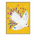 Picture of Bird in Floral Yellow Abstraction _GroupedProduct_Rectangle_Portrait_Canvas_Framed_