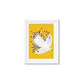 Picture of Bird in Floral Yellow Abstraction _GroupedProduct_Rectangle_Portrait_Framed_Matted_