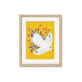 Picture of Bird in Floral Yellow Abstraction _GroupedProduct_Rectangle_Portrait_Framed_Matted_