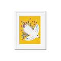 Picture of Bird in Floral Yellow Abstraction _GroupedProduct_Rectangle_Portrait_Framed_Matted_
