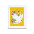Picture of Bird in Floral Yellow Abstraction _GroupedProduct_Rectangle_Portrait_Framed_Matted_