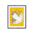 Picture of Bird in Floral Yellow Abstraction _GroupedProduct_Rectangle_Portrait_Framed_Matted_