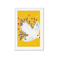 Picture of Bird in Floral Yellow Abstraction _GroupedProduct_Rectangle_Portrait_Framed_Matted_