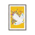 Picture of Bird in Floral Yellow Abstraction _GroupedProduct_Rectangle_Portrait_Framed_Matted_