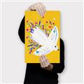 Picture of Bird in Floral Yellow Abstraction _GroupedProduct_Rectangle_Portrait_Canvas_