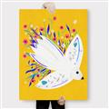 Picture of Bird in Floral Yellow Abstraction _GroupedProduct_Rectangle_Portrait_Canvas_
