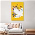 Picture of Bird in Floral Yellow Abstraction _GroupedProduct_Rectangle_Portrait_Canvas_
