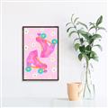 Picture of Pink Roller Skates _GroupedProduct_Rectangle_Portrait_Canvas_Framed_