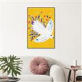 Picture of Bird in Floral Yellow Abstraction _GroupedProduct_Rectangle_Portrait_Canvas_Framed_