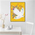 Picture of Bird in Floral Yellow Abstraction _GroupedProduct_Rectangle_Portrait_Canvas_Framed_