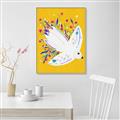 Picture of Bird in Floral Yellow Abstraction _GroupedProduct_Rectangle_Portrait_Canvas_Framed_