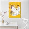 Picture of Bird in Floral Yellow Abstraction _GroupedProduct_Rectangle_Portrait_Canvas_Framed_