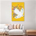 Picture of Bird in Floral Yellow Abstraction _GroupedProduct_Rectangle_Portrait_Canvas_Framed_