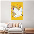 Picture of Bird in Floral Yellow Abstraction _GroupedProduct_Rectangle_Portrait_Canvas_Framed_
