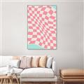 Picture of Pink Checkered Symphony _GroupedProduct_Rectangle_Portrait_Canvas_Framed_