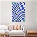 Picture of Blue Checkered Symphony _GroupedProduct_Rectangle_Portrait_Canvas_Framed_
