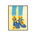 Picture of Sunflower Walk in Blue Shoes _GroupedProduct_Rectangle_Portrait_Canvas_Framed_