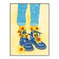 Picture of Sunflower Walk in Blue Shoes _GroupedProduct_Rectangle_Portrait_Canvas_Framed_