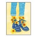Picture of Sunflower Walk in Blue Shoes _GroupedProduct_Rectangle_Portrait_Canvas_Framed_