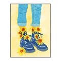 Picture of Sunflower Walk in Blue Shoes _GroupedProduct_Rectangle_Portrait_Canvas_Framed_