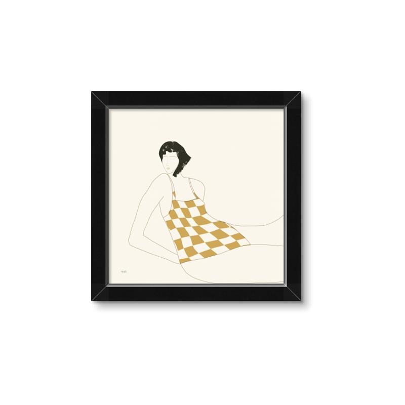 Picture of Lady in Squares _GroupedProduct_Square_Framed_Matted_