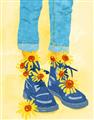Picture of Sunflower Walk in Blue Shoes _GroupedProduct_Rectangle_Portrait_Unframed_Print_Only_