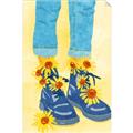 Picture of Sunflower Walk in Blue Shoes _GroupedProduct_Rectangle_Portrait_Unframed_Print_Only_