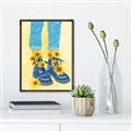 Picture of Sunflower Walk in Blue Shoes _GroupedProduct_Rectangle_Portrait_Canvas_Framed_