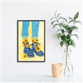 Picture of Sunflower Walk in Blue Shoes _GroupedProduct_Rectangle_Portrait_Canvas_Framed_