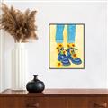 Picture of Sunflower Walk in Blue Shoes _GroupedProduct_Rectangle_Portrait_Canvas_Framed_