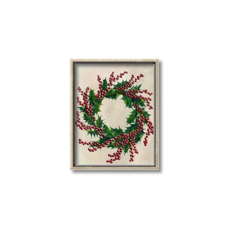 Picture of Holly Wreath _GroupedProduct_Rectangle_Portrait_Canvas_Framed_