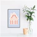 Picture of Blue Gingerbread House _GroupedProduct_Rectangle_Portrait_Canvas_Framed_