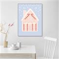 Picture of Blue Gingerbread House _GroupedProduct_Rectangle_Portrait_Canvas_Framed_