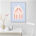Picture of Blue Gingerbread House _GroupedProduct_Rectangle_Portrait_Canvas_Framed_
