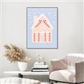 Picture of Blue Gingerbread House _GroupedProduct_Rectangle_Portrait_Canvas_Framed_