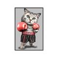 Picture of Boxing cat _GroupedProduct_Rectangle_Portrait_Canvas_Framed_