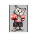 Picture of Boxing cat _GroupedProduct_Rectangle_Portrait_Canvas_Framed_