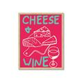 Picture of Cheese and Wine Typography Poster _GroupedProduct_Rectangle_Portrait_Framed_Matted_