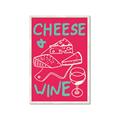 Picture of Cheese and Wine Typography Poster _GroupedProduct_Rectangle_Portrait_Framed_Matted_