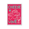 Picture of Cheese and Wine Typography Poster _GroupedProduct_Rectangle_Portrait_Framed_Matted_