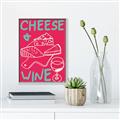 Picture of Cheese and Wine Typography Poster _GroupedProduct_Rectangle_Portrait_Canvas_Framed_